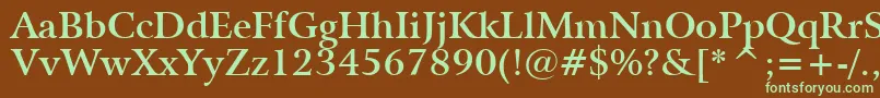 フォントBitstreamArrusBoldBt – 緑色の文字が茶色の背景にあります。