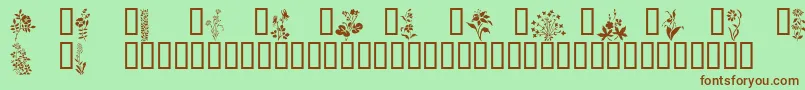フォントWildflowers1 – 緑の背景に茶色のフォント