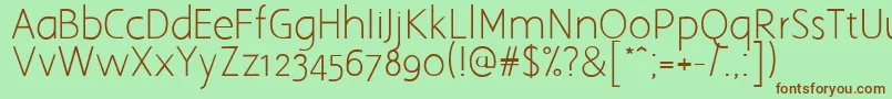 AaarghNormal-Schriftart – Braune Schriften auf grünem Hintergrund