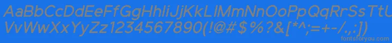 フォントElliotsansMediumitalic – 青い背景に灰色の文字