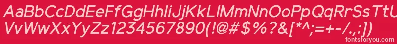 Fonte ElliotsansMediumitalic – fontes rosa em um fundo vermelho