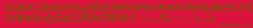 NomadsskItalic-Schriftart – Braune Schriften auf rotem Hintergrund