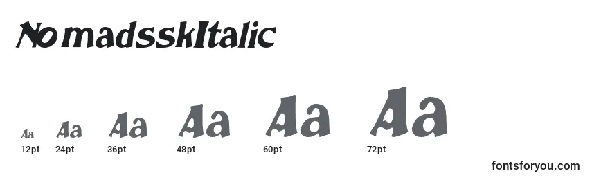 Размеры шрифта NomadsskItalic