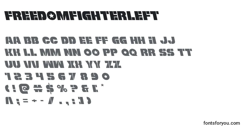 Шрифт Freedomfighterleft – алфавит, цифры, специальные символы