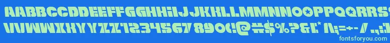 Freedomfighterleft-Schriftart – Grüne Schriften auf blauem Hintergrund