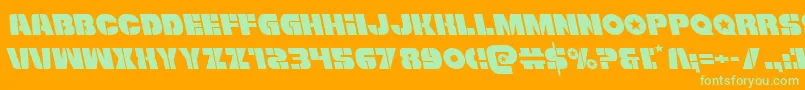 Freedomfighterleft-Schriftart – Grüne Schriften auf orangefarbenem Hintergrund