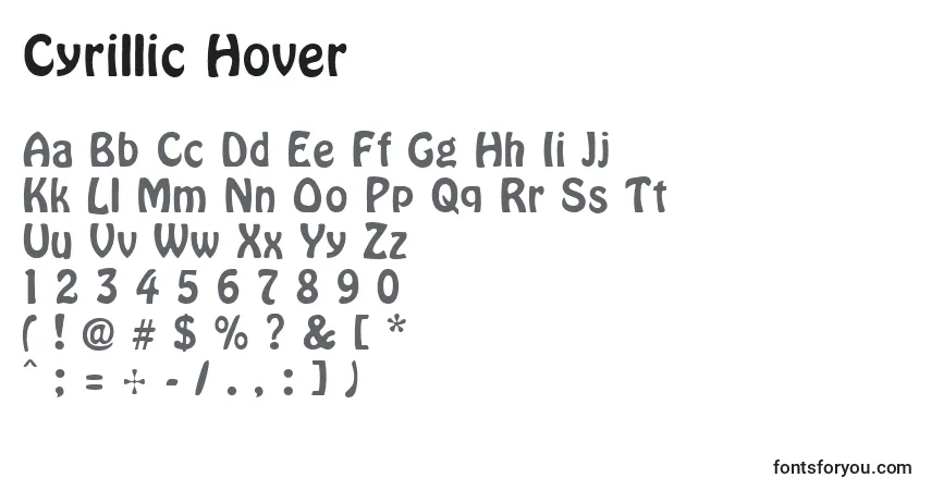 A fonte Cyrillic Hover – alfabeto, números, caracteres especiais