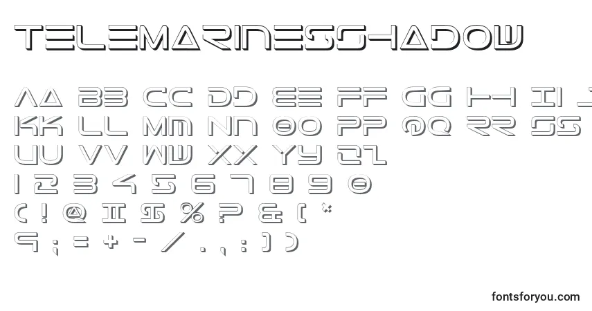 Шрифт TeleMarinesShadow – алфавит, цифры, специальные символы