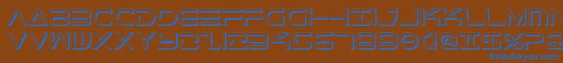 TeleMarinesShadow-Schriftart – Blaue Schriften auf braunem Hintergrund