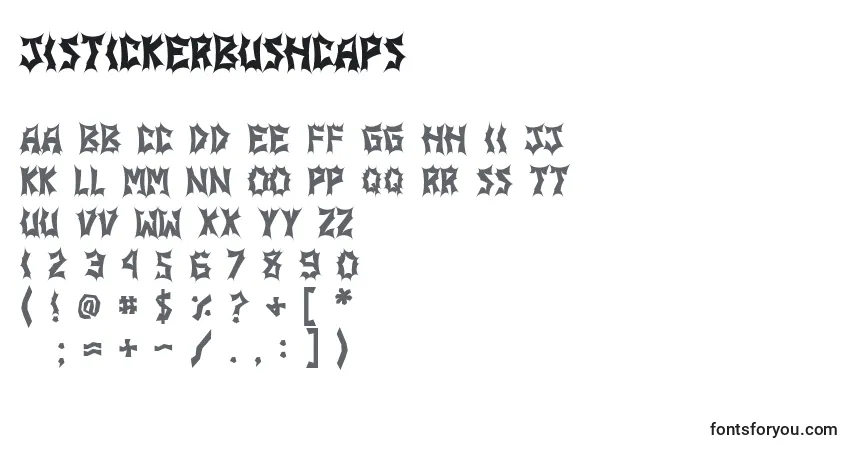 Czcionka JiStickerbushCaps – alfabet, cyfry, specjalne znaki
