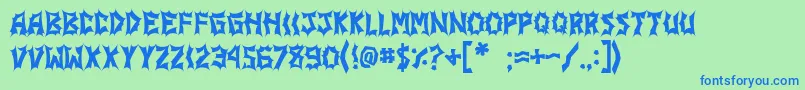 JiStickerbushCaps Font – Blue Fonts on Green Background