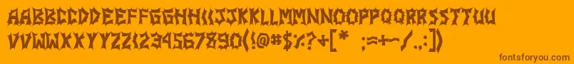 JiStickerbushCaps Font – Brown Fonts on Orange Background
