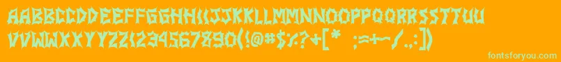 JiStickerbushCaps Font – Green Fonts on Orange Background