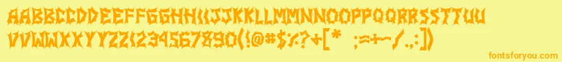 JiStickerbushCaps Font – Orange Fonts on Yellow Background