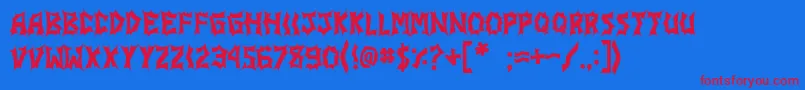 JiStickerbushCaps Font – Red Fonts on Blue Background