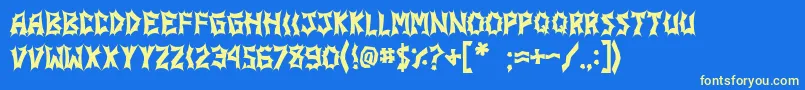 JiStickerbushCaps Font – Yellow Fonts on Blue Background