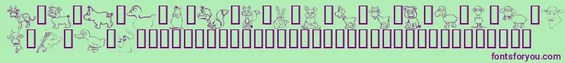 KrBarnyardScraps Font – Purple Fonts on Green Background