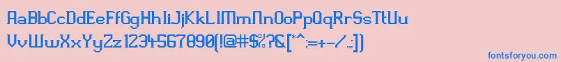 フォントSlPixlRegularV1 – ピンクの背景に青い文字