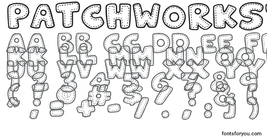 A fonte PatchworkStitchlings – alfabeto, números, caracteres especiais