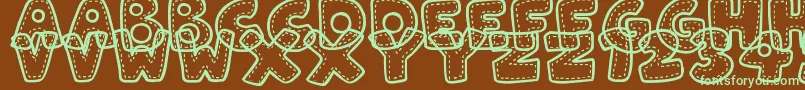 PatchworkStitchlings Font – Green Fonts on Brown Background