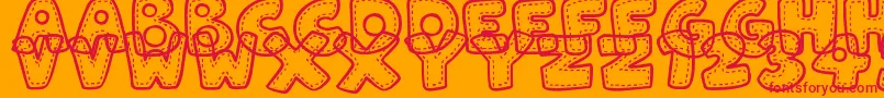 PatchworkStitchlings Font – Red Fonts on Orange Background