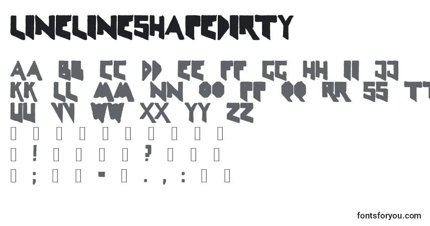 Linelineshapedirty-fontti – aakkoset, numerot, erikoismerkit