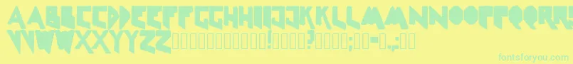 フォントLinelineshapedirty – 黄色い背景に緑の文字