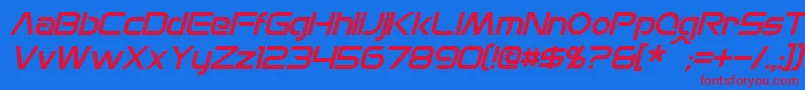 MonsOlympiaItalic Font – Red Fonts on Blue Background