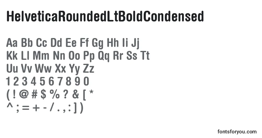 Schriftart HelveticaRoundedLtBoldCondensed – Alphabet, Zahlen, spezielle Symbole