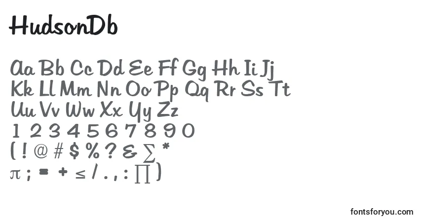 A fonte HudsonDb – alfabeto, números, caracteres especiais