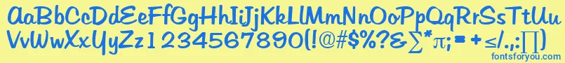 フォントHudsonDb – 青い文字が黄色の背景にあります。