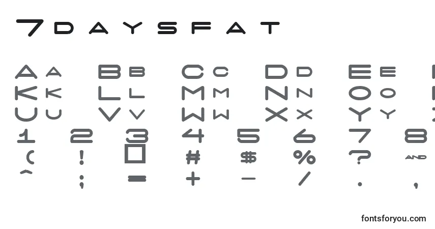 7daysfat-fontti – aakkoset, numerot, erikoismerkit