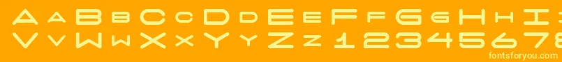7daysfat-Schriftart – Gelbe Schriften auf orangefarbenem Hintergrund
