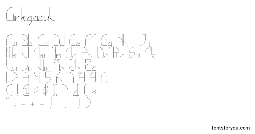 characters of ginkgocut font, letter of ginkgocut font, alphabet of  ginkgocut font