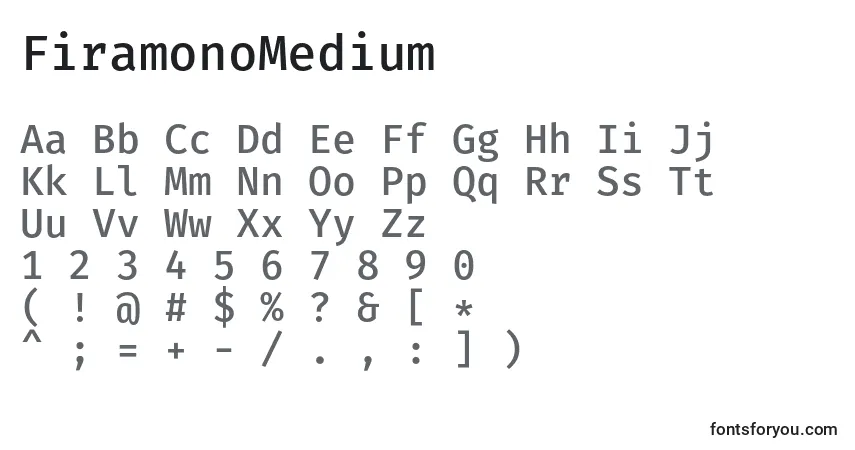 characters of firamonomedium font, letter of firamonomedium font, alphabet of  firamonomedium font