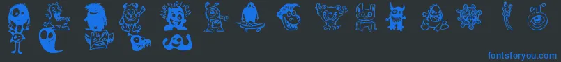 Fonte HappyMonsters – fontes azuis em um fundo preto