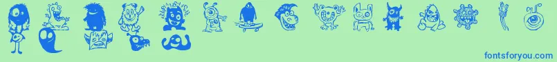 fuente HappyMonsters – Fuentes Azules Sobre Fondo Verde