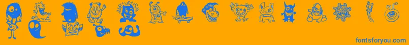 Шрифт HappyMonsters – синие шрифты на оранжевом фоне