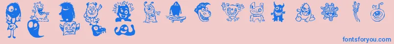 フォントHappyMonsters – ピンクの背景に青い文字