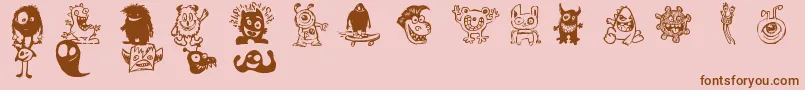 Подробнее о шрифте HappyMonsters Шрифт HappyMonsters – коричневые шрифты на розовом фоне
