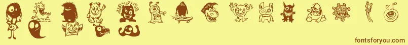 fuente HappyMonsters – Fuentes Marrones Sobre Fondo Amarillo