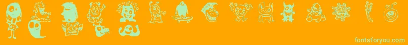 HappyMonsters-Schriftart – Grüne Schriften auf orangefarbenem Hintergrund