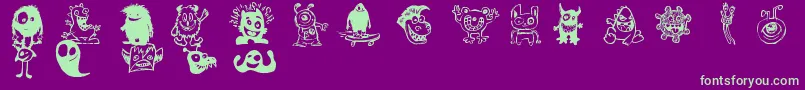 Czcionka HappyMonsters – zielone czcionki na fioletowym tle