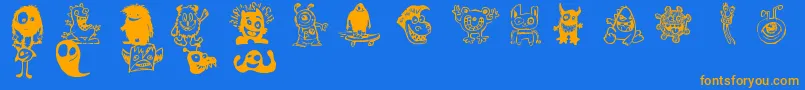 HappyMonsters Font – Orange Fonts on Blue Background