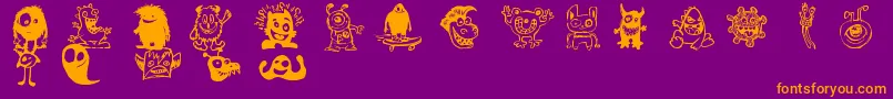 Fonte HappyMonsters – fontes laranjas em um fundo violeta