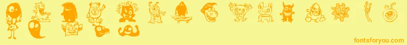 HappyMonsters Font – Orange Fonts on Yellow Background