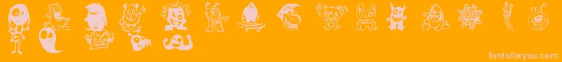 HappyMonsters-Schriftart – Rosa Schriften auf orangefarbenem Hintergrund