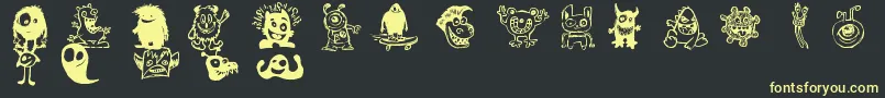 Fonte HappyMonsters – fontes amarelas em um fundo preto
