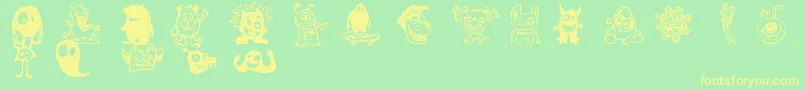 Saiba mais sobre a fonte HappyMonsters Fonte HappyMonsters – fontes amarelas em um fundo verde