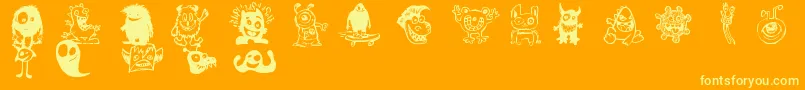 Czcionka HappyMonsters – żółte czcionki na pomarańczowym tle
